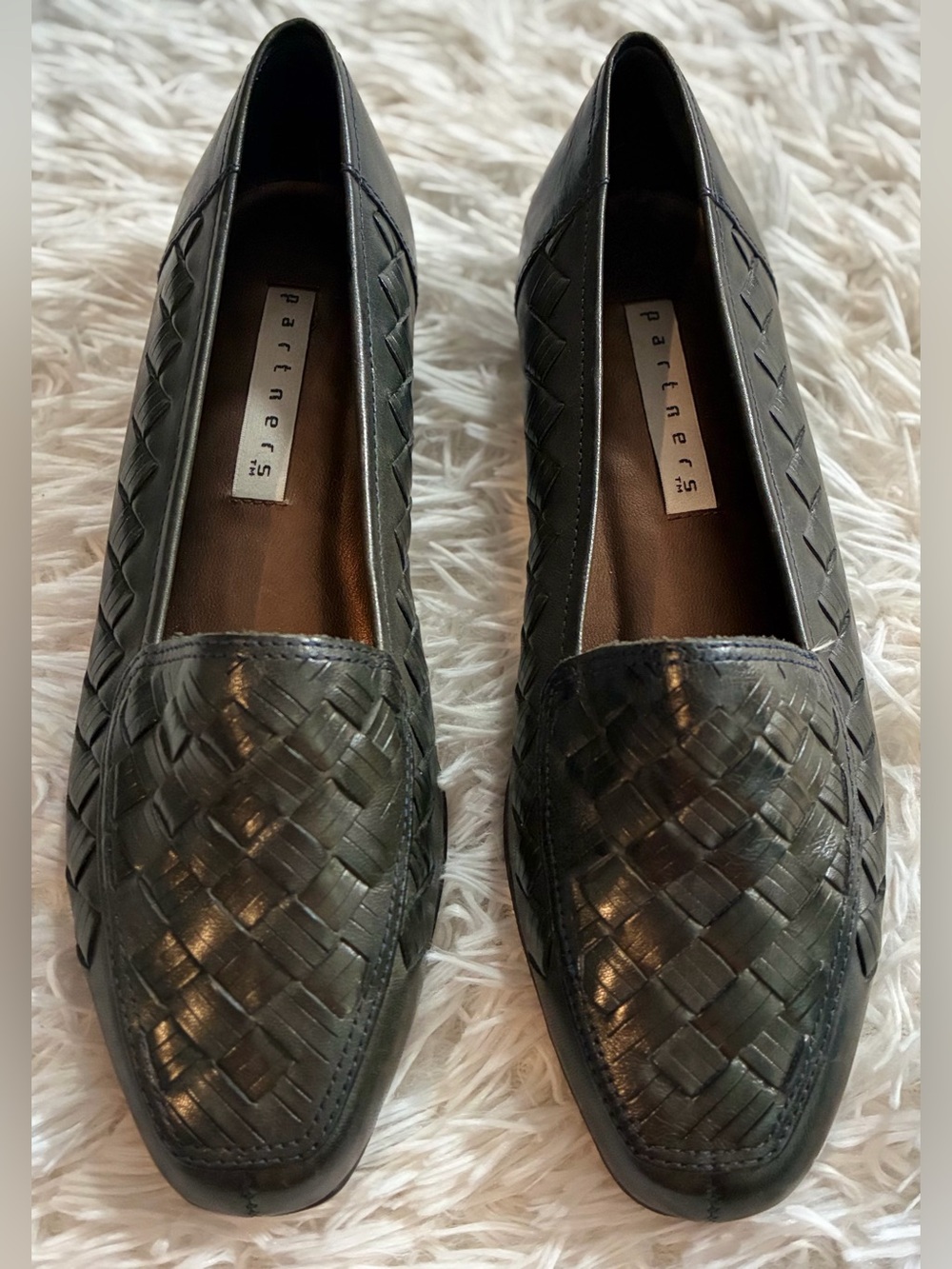 Vintage Partners 90s Old Money Quiet Luxury Leather Woven Slip On Loafers 7.5